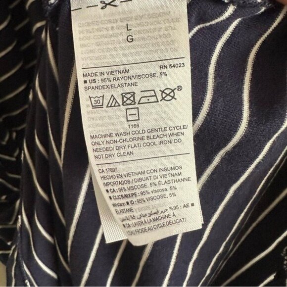 Old Navy Sleeveless Fit & Flare Striped Navy & White Jersey Dress Sz Large - Picture 8 of 9